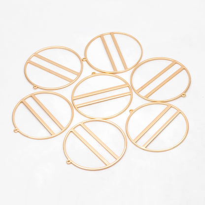 4pcs Gold Round Circle Pendants 45.5x43mm, 18K Gold plated Brass, Geometric Ring Loop Hoop Charms (GB-3055)