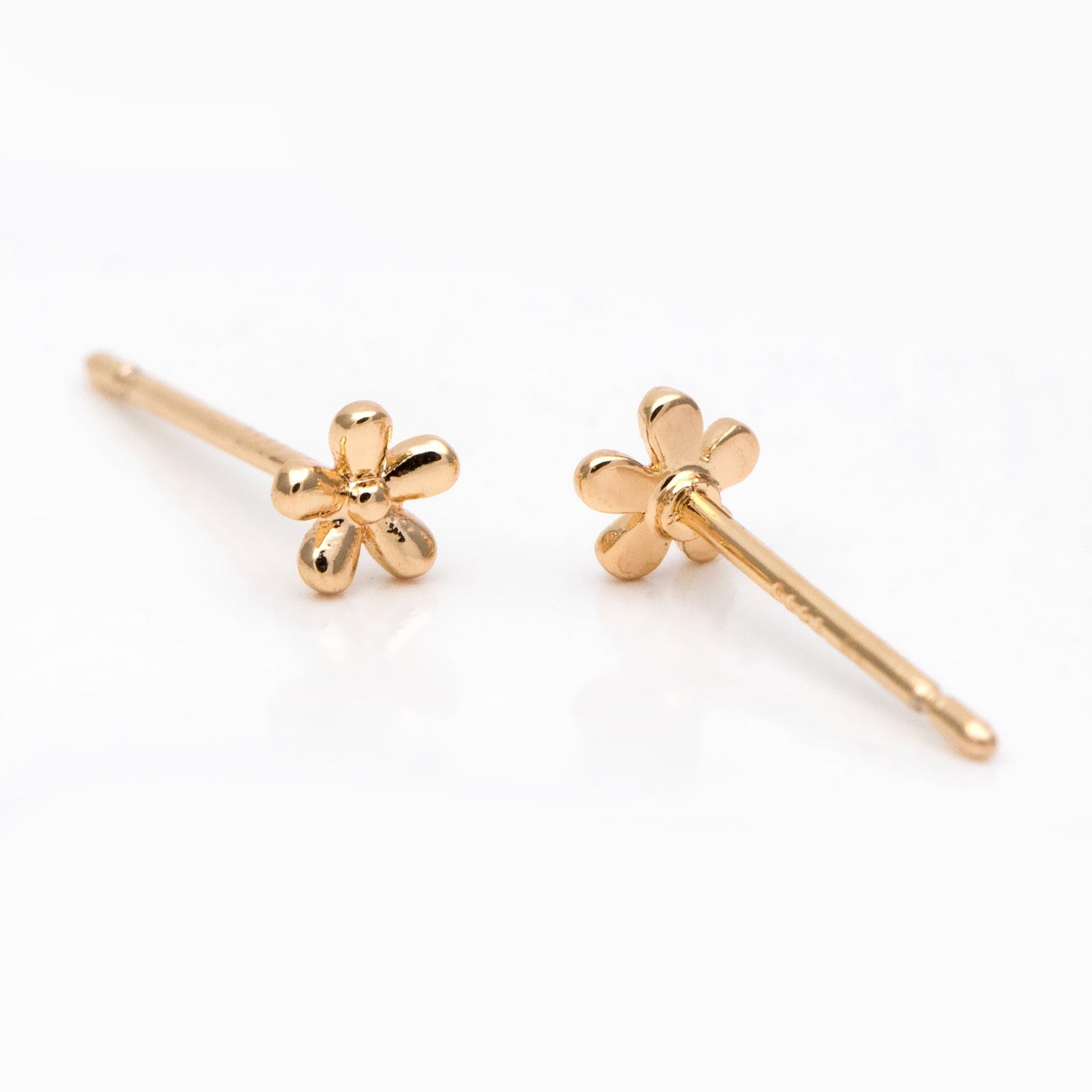 10pcs Gold/ Silver Flower Ear Posts 4mm, Gold/ Rhodium Plated Brass Stud Earrings, DIY Ear Findings (GB-3056)