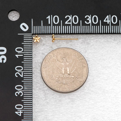 10pcs Gold/ Silver Flower Ear Posts 4mm, Gold/ Rhodium Plated Brass Stud Earrings, DIY Ear Findings (GB-3056)