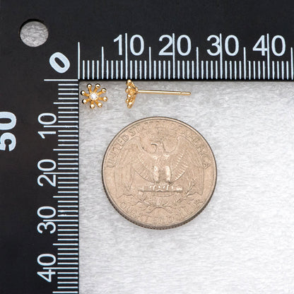 10pcs CZ Pave Gold Flower Earring, Gold Plated Brass, Jewelry Making, Diy Material, Jewelry Supplies (GB-3060)