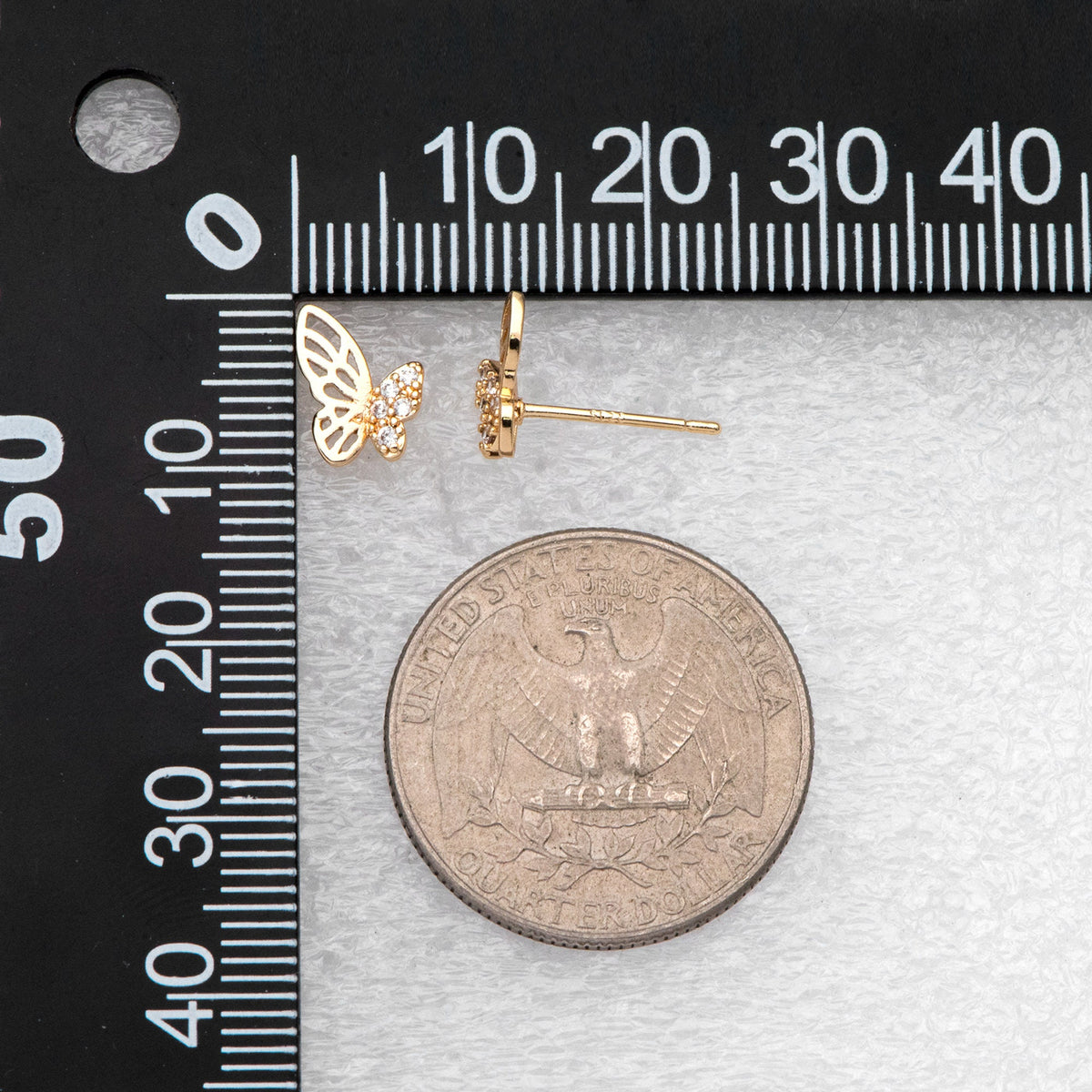 4pcs CZ Pave Gold Butterfly Ear post, Dianty Butterfly Ear Studs, Jewelry Supplies (GB-3061)