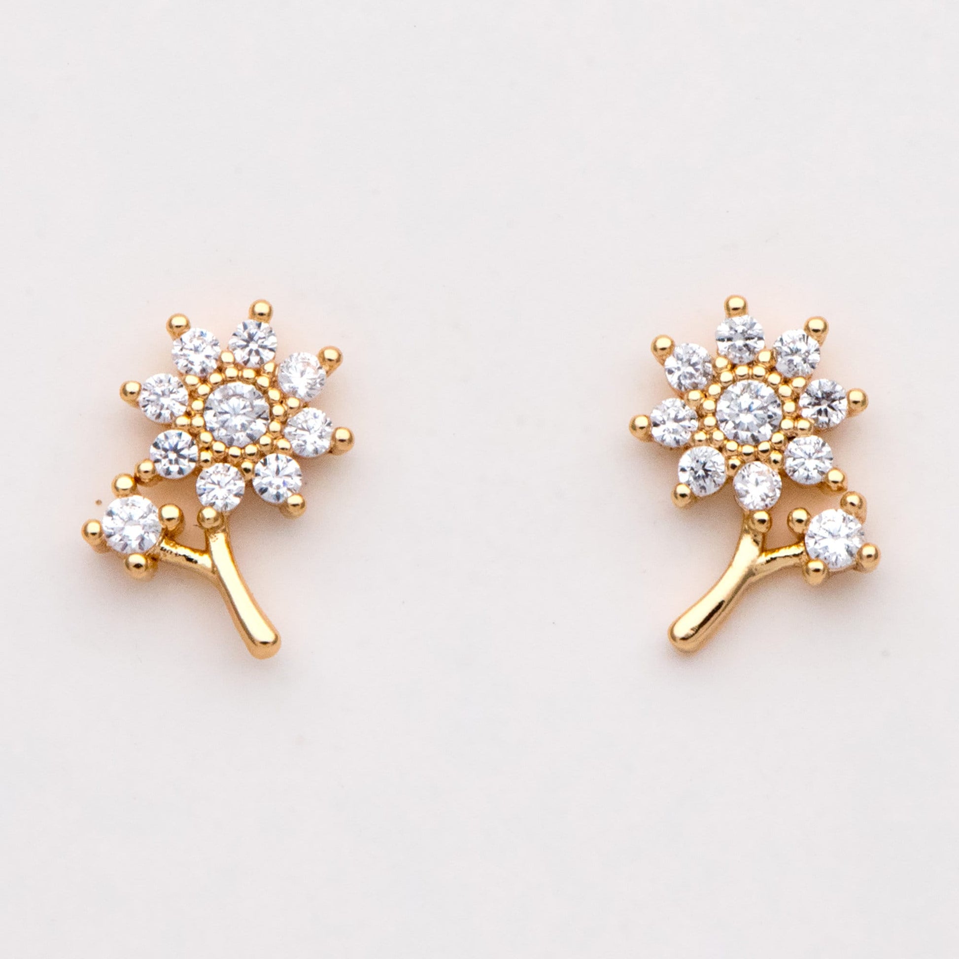 4pcs CZ Pave Gold Flower Earring, Gold Plated Brass, Jewelry Supplies (GB-3062)