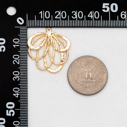 10pcs Textured Looped Charms, Gold/ Rhodium plated Brass Dangle Drop Earring Charms, Unique Statement Jewelry Earring Findings (GB-3065)