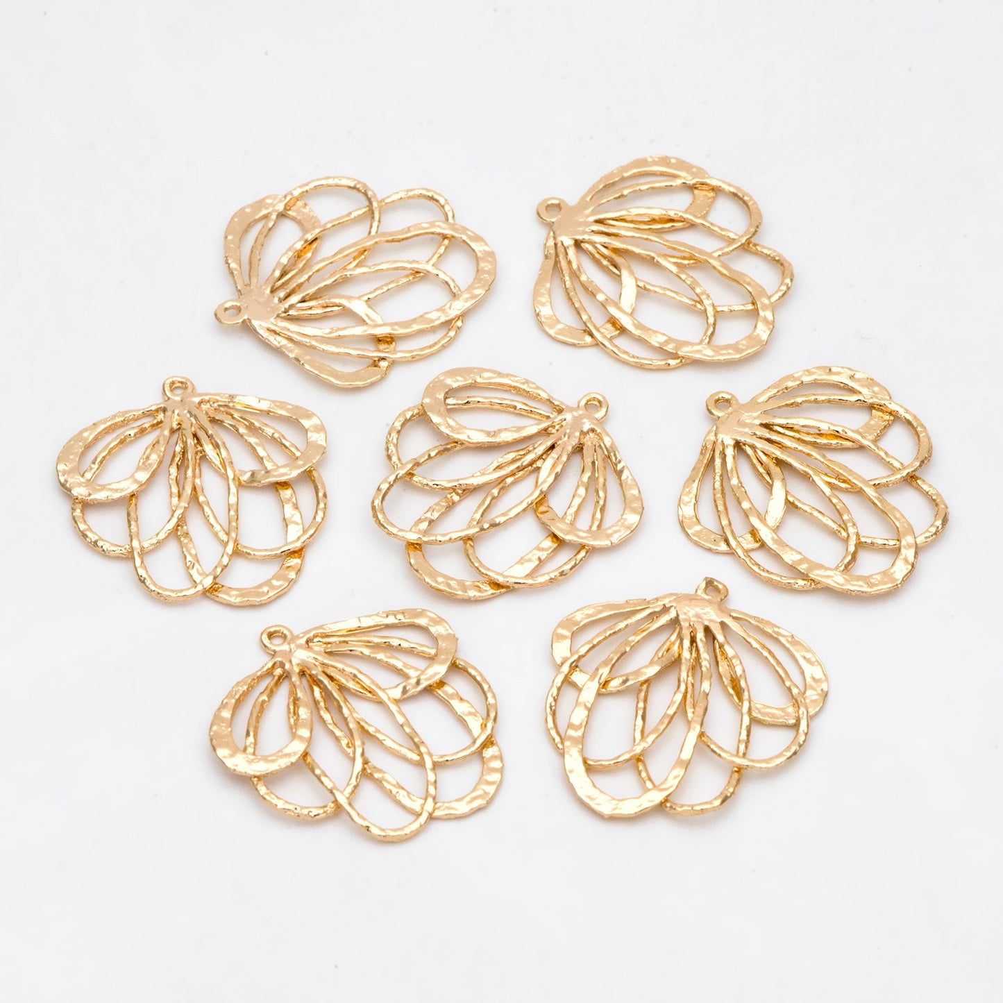 10pcs Textured Looped Charms, Gold/ Rhodium plated Brass Dangle Drop Earring Charms, Unique Statement Jewelry Earring Findings (GB-3065)