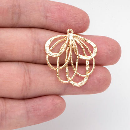 10pcs Textured Looped Charms, Gold/ Rhodium plated Brass Dangle Drop Earring Charms, Unique Statement Jewelry Earring Findings (GB-3065)