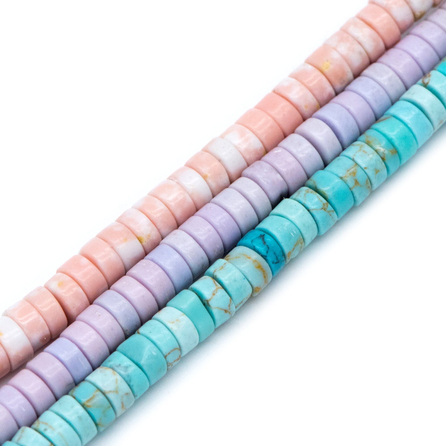 4x2mm Synthetic Turquoise Gemstone Beads, Heishi Tube Loose Beads, Flat Round Beads, 15"Strd (TR-024)