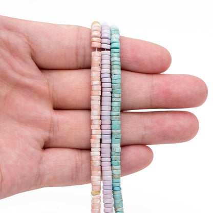 4x2mm Synthetic Turquoise Gemstone Beads, Heishi Tube Loose Beads, Flat Round Beads, 15"Strd (TR-024)