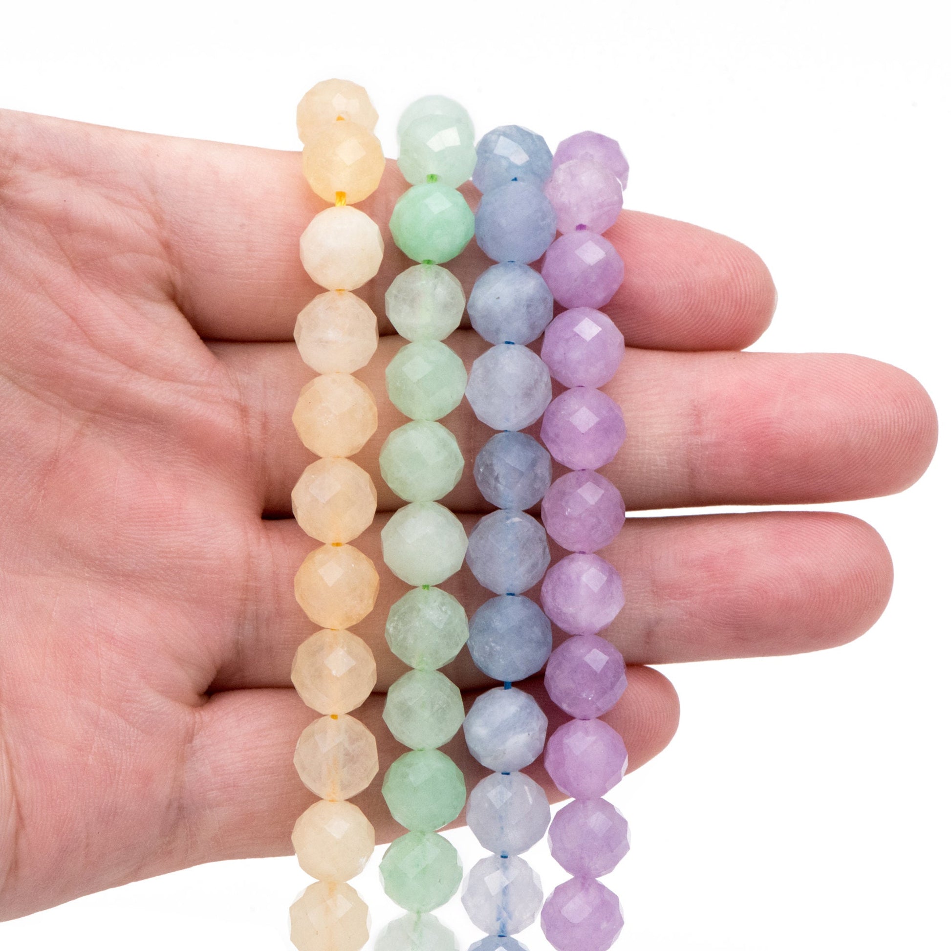 8mm Faceted Round Quartz Beads, Gemstone Beads, Full 15 inch strands (TR-025)