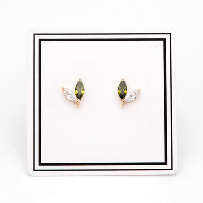 4pcs CZ Pave Gold Leaf Earring with Loop, Gold Plated Brass, Jewelry Making, Diy Material, Jewelry Supplies (GB-314-A)