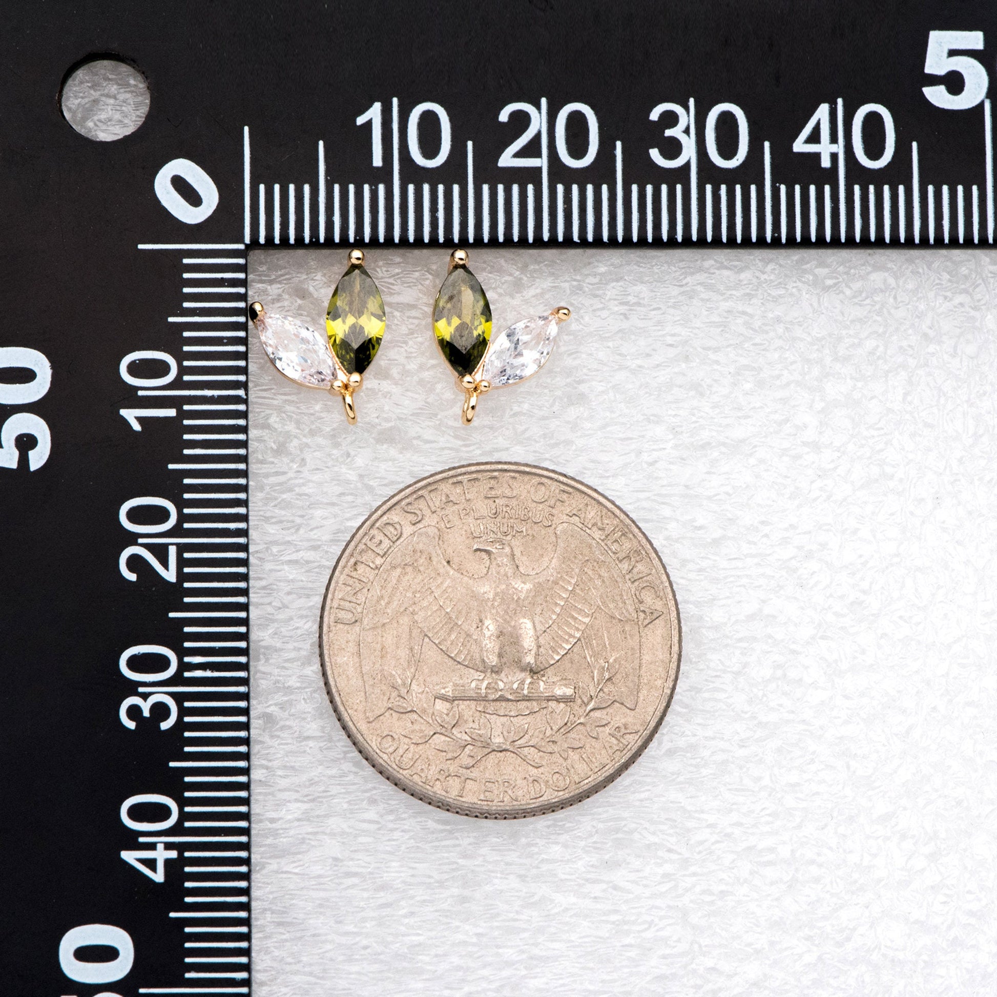 4pcs CZ Pave Gold Leaf Earring with Loop, Gold Plated Brass, Jewelry Making, Diy Material, Jewelry Supplies (GB-3068)