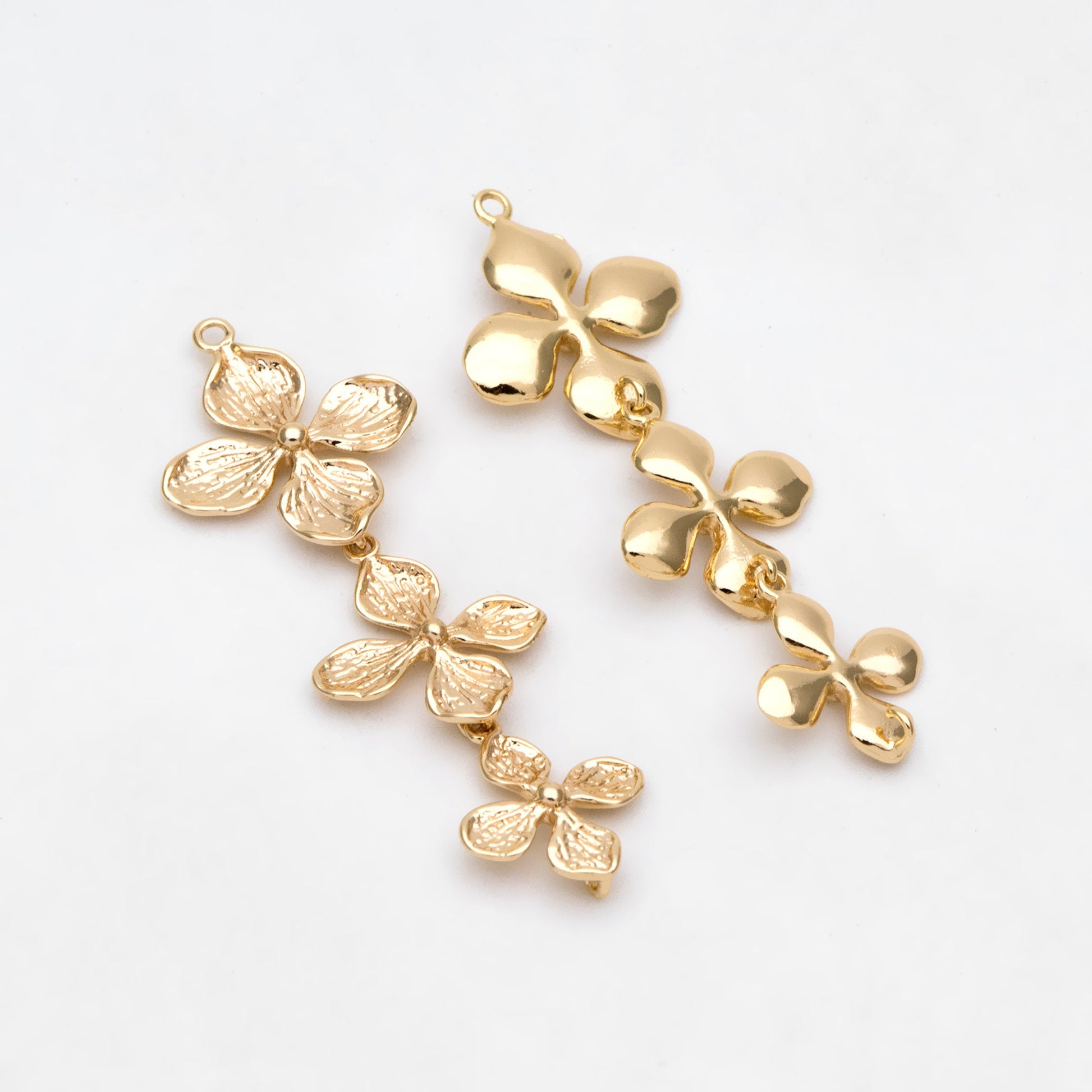 10pcs Gold plated Brass Flower Charm Pendant Connectors 42mm, Lead Nickel Free (GB-4391-F)