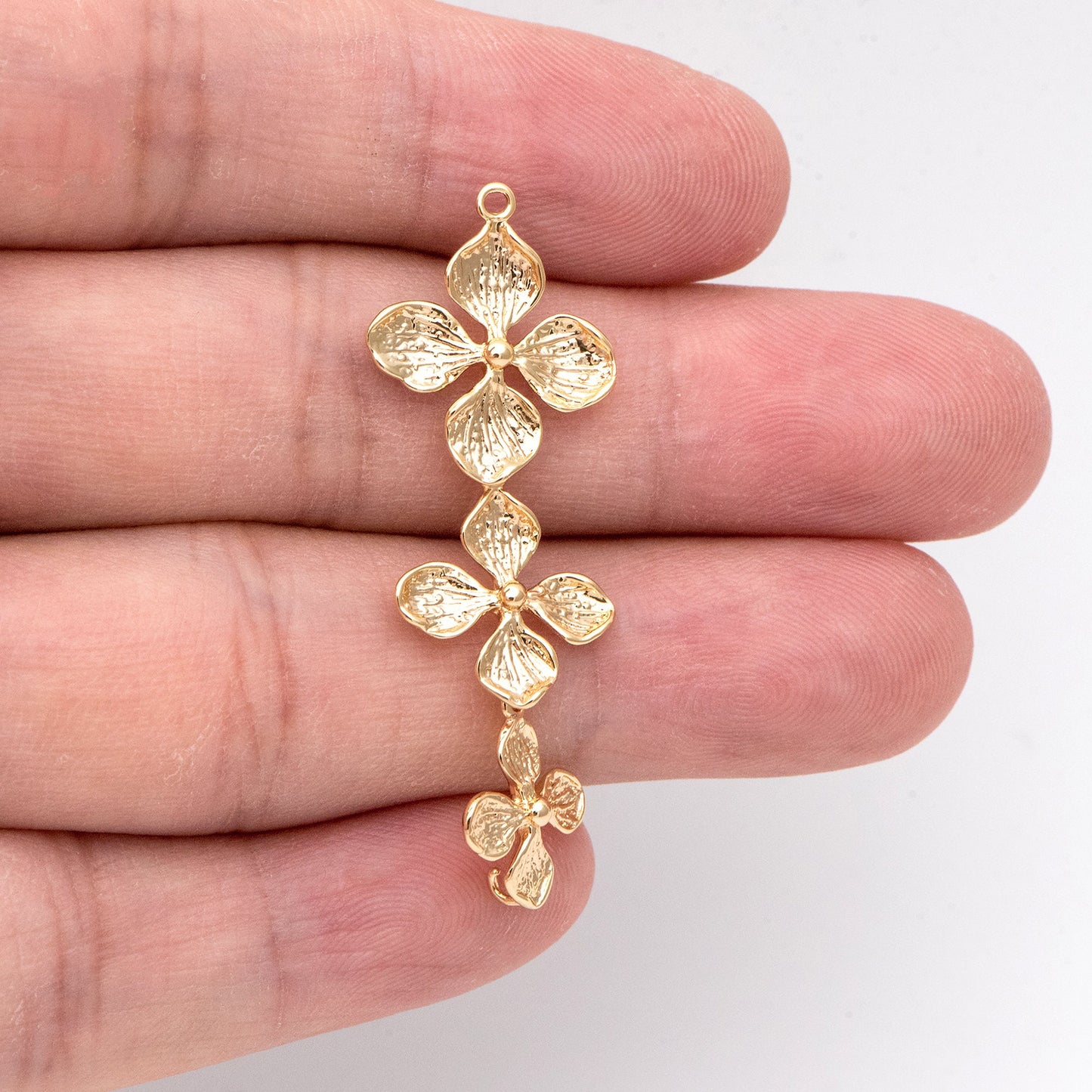 10pcs Gold plated Brass Flower Charm Pendant Connectors 42mm, Lead Nickel Free (GB-4391-F)