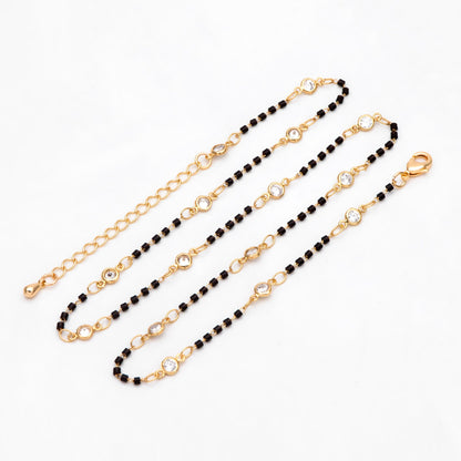 Black/ White/ Red Miyuki Seed Bead Chain Bracelet/ Anklet/ Necklace with Extender, Adjustable Jewelry Set, Ready to Wear (#LK-437)