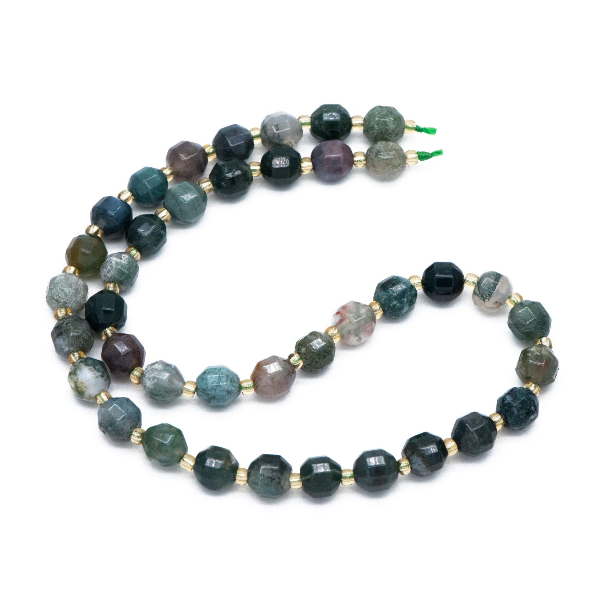 7.5x8mm Natural Indian Agate Stone Faceted Beads, Faceted Energy Prism Cut Gemstone Beads, Full 14.5 inch strands (TR-031)