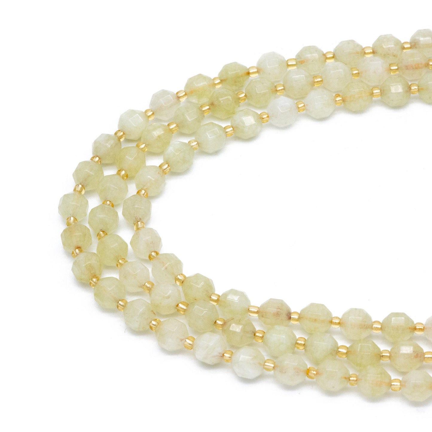 7.5x8mm Yellow Green Quartz Beads, Yellow stone beads, Faceted Energy Prism Cut Gemstone Beads, Full 14.5 inch strands (TR-028)