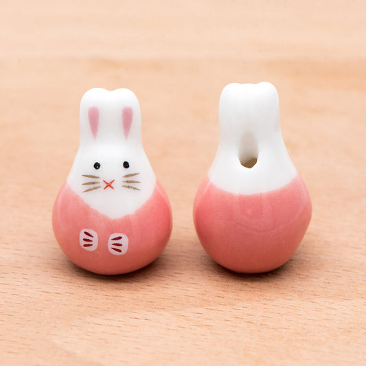 10pcs Kawaii Porcelain Bunny Beads, Ceramic Lovely Rabbit beads, Top Drilled Animal Beads -(TC-163)