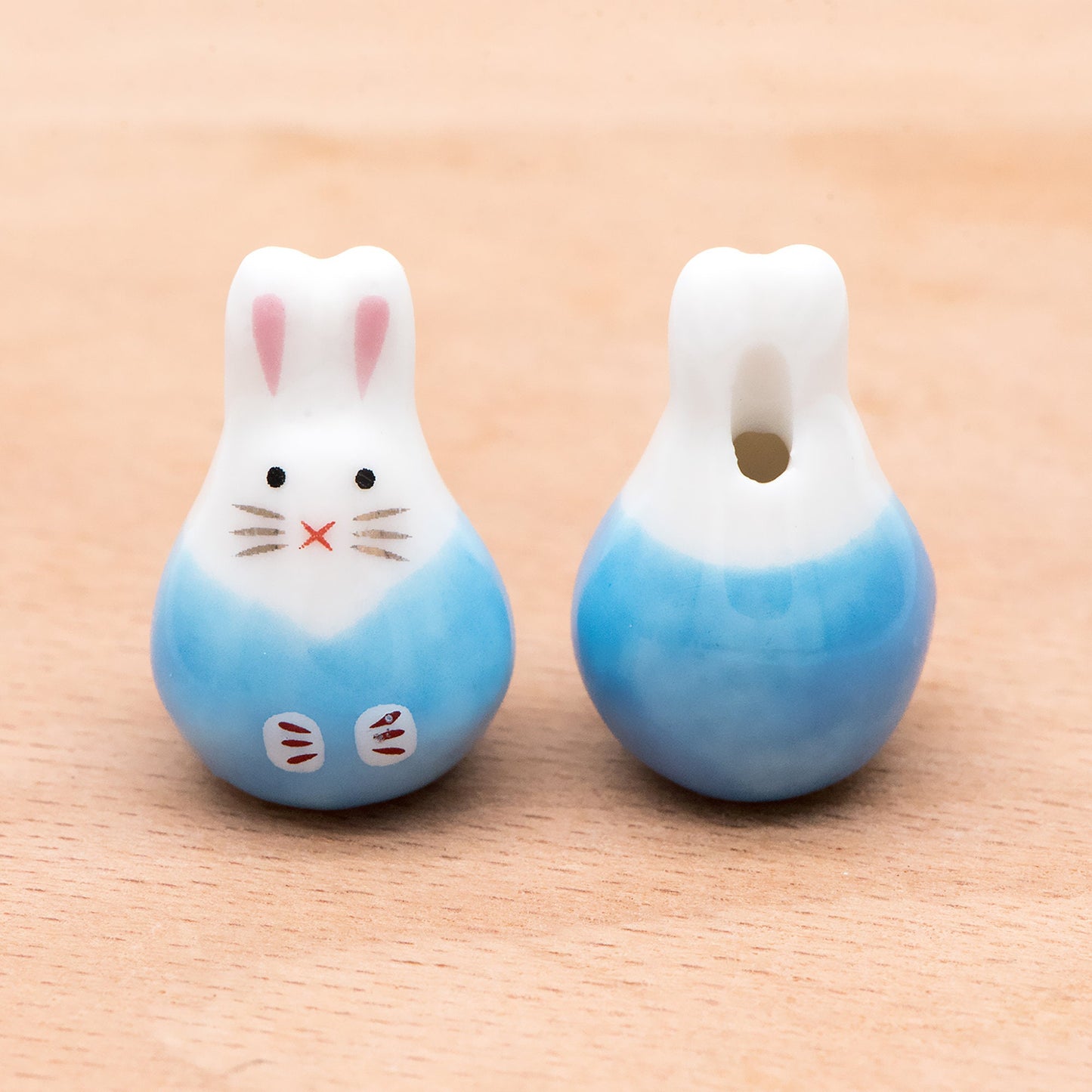 10pcs Kawaii Porcelain Bunny Beads, Ceramic Lovely Rabbit beads, Top Drilled Animal Beads -(TC-163)