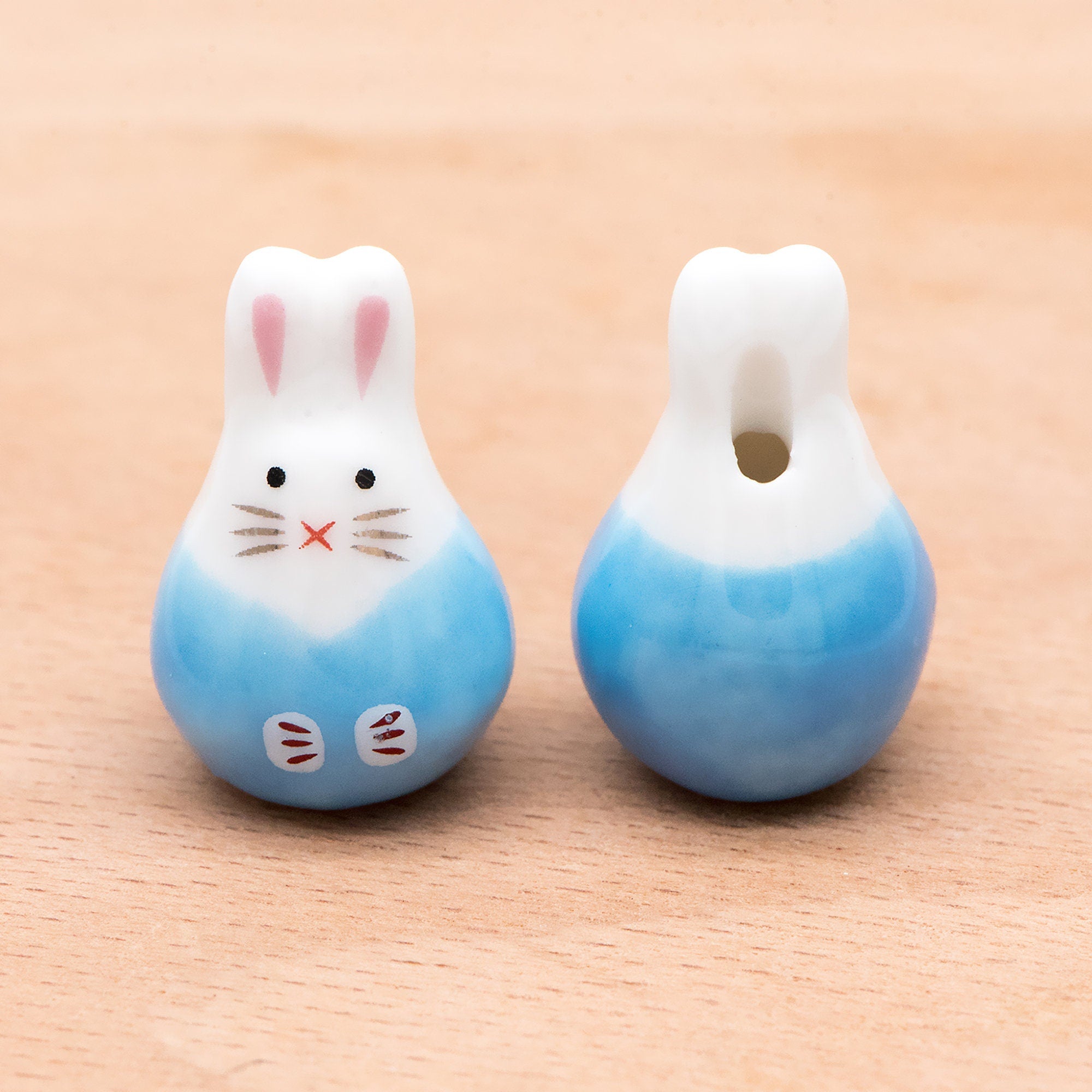 10pcs Kawaii Porcelain Bunny Beads, Ceramic Lovely Rabbit beads, Top Drilled Animal Beads -(TC-163)
