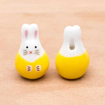 10pcs Kawaii Porcelain Bunny Beads, Ceramic Lovely Rabbit beads, Top Drilled Animal Beads -(TC-163)