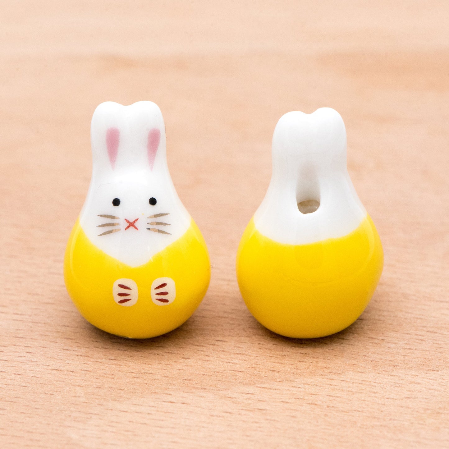 10pcs Kawaii Porcelain Bunny Beads, Ceramic Lovely Rabbit beads, Top Drilled Animal Beads -(TC-163)