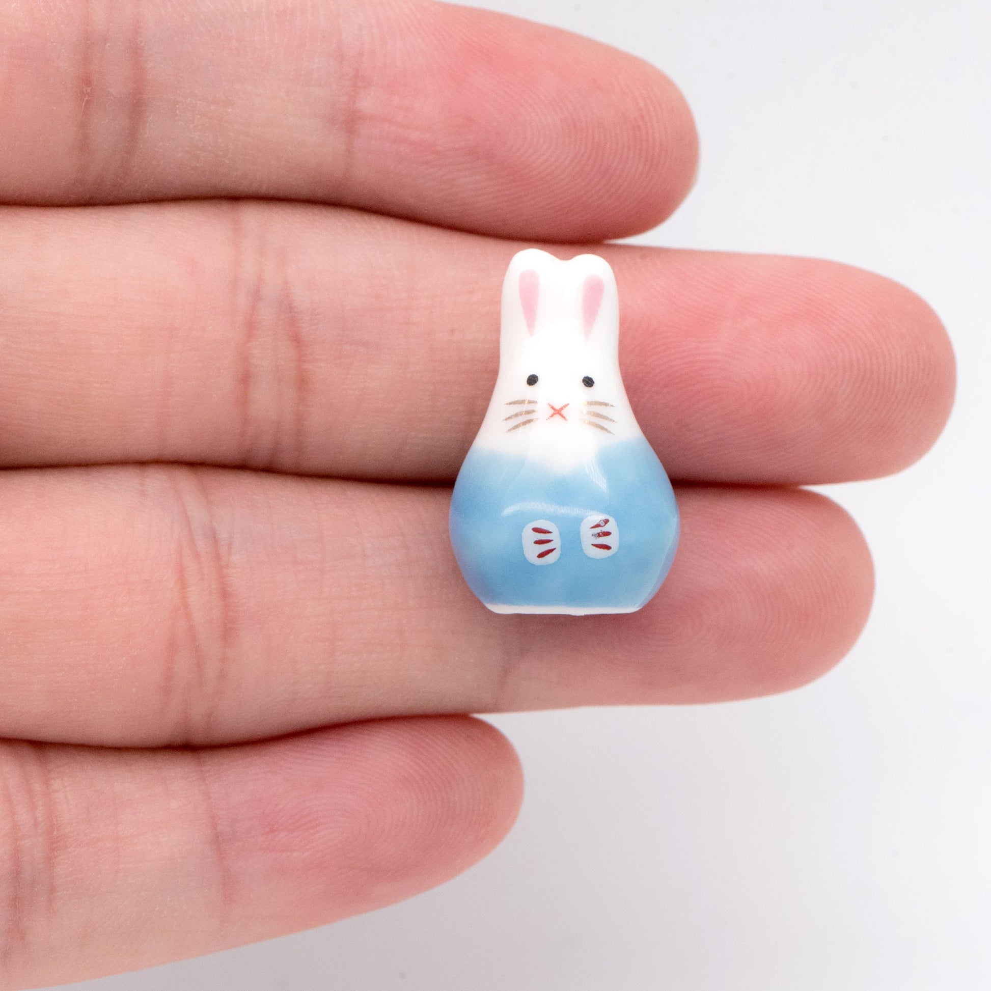 10pcs Kawaii Porcelain Bunny Beads, Ceramic Lovely Rabbit beads, Top Drilled Animal Beads -(TC-163)