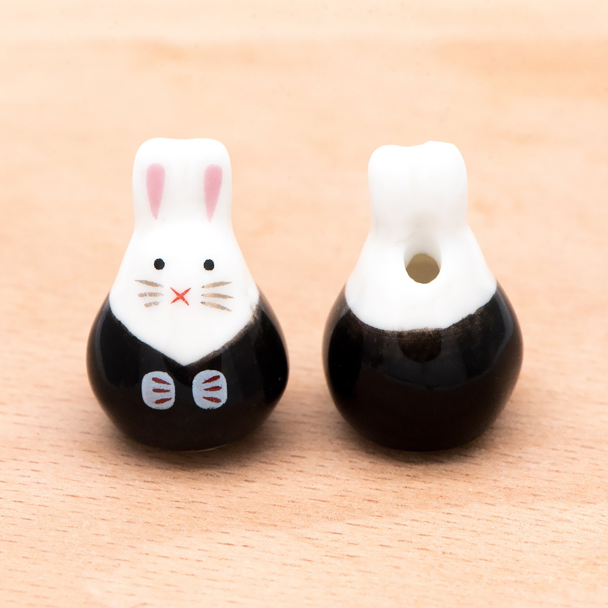 10pcs Kawaii Porcelain Bunny Beads, Ceramic Lovely Rabbit beads, Top Drilled Animal Beads -(TC-163)
