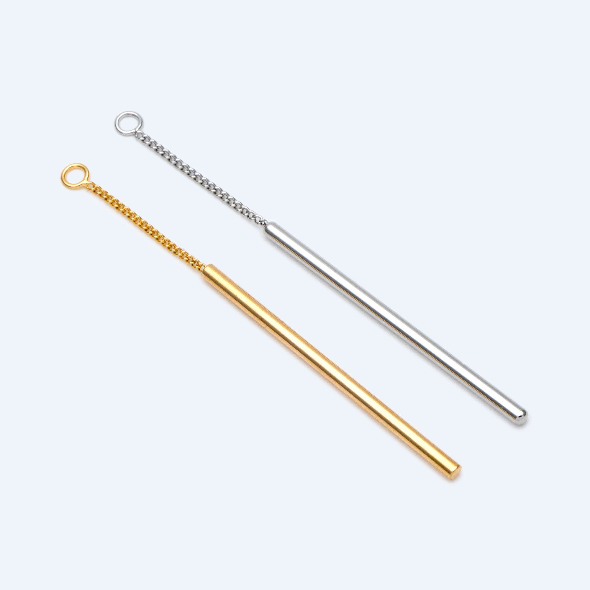 10pcs Long Bar Charms 63mm, Gold/ Rhodium plated Brass Stick Pendants (GB-1279-D)