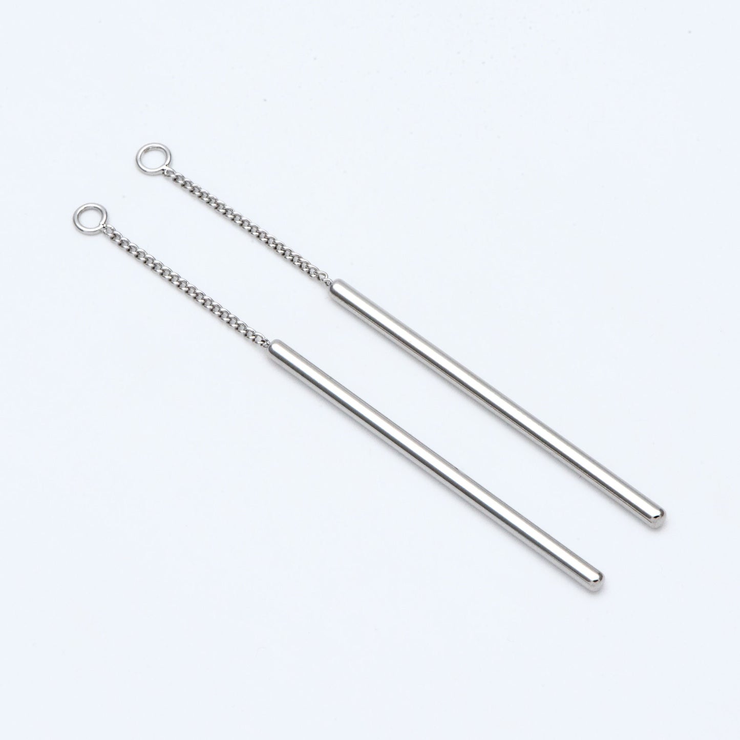 10pcs Long Bar Charms 63mm, Gold/ Rhodium plated Brass Stick Pendants (GB-1279-D)