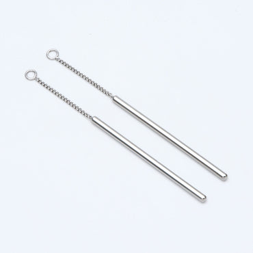 10pcs Long Bar Charms 63mm, Gold/ Rhodium plated Brass Stick Pendants (GB-1279-D)