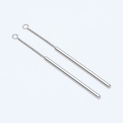 10pcs Long Bar Charms 63mm, Gold/ Rhodium plated Brass Stick Pendants (GB-1279-D)