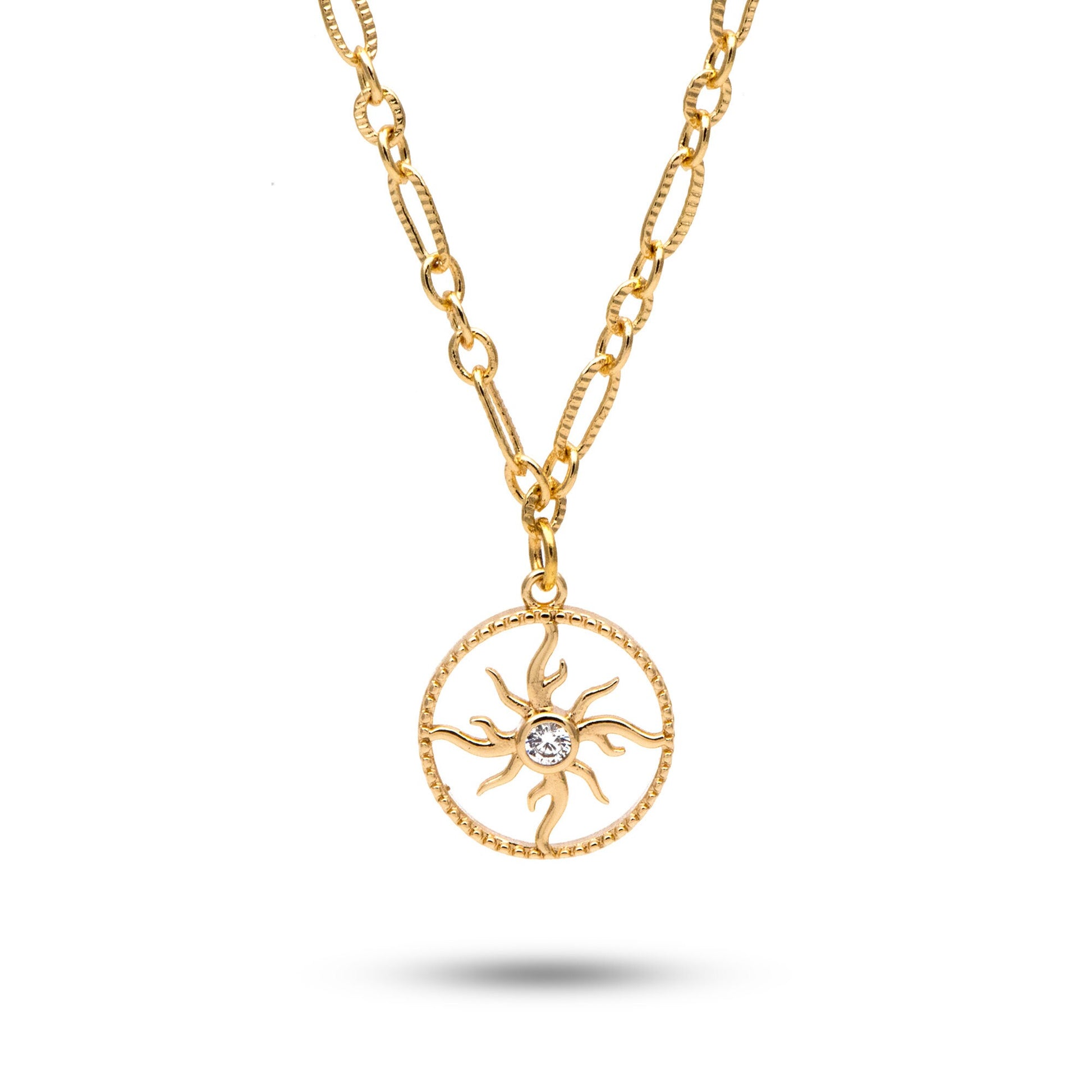 4pcs CZ Pave Gold Round Sun Charms 16x14mm, 18K Gold plated Brass Sun Pendants (GB-1311-H)