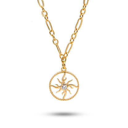 4pcs CZ Pave Gold Round Sun Charms 16x14mm, 18K Gold plated Brass Sun Pendants (GB-1311-H)