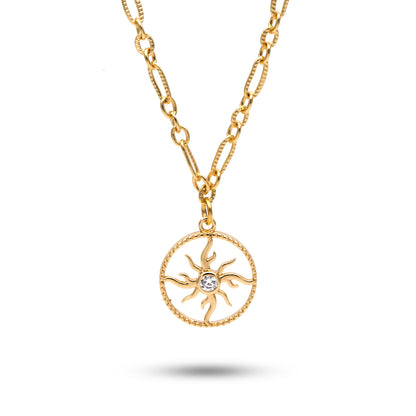 4pcs CZ Pave Gold Round Sun Charms 16x14mm, 18K Gold plated Brass Sun Pendants (GB-1311-H)