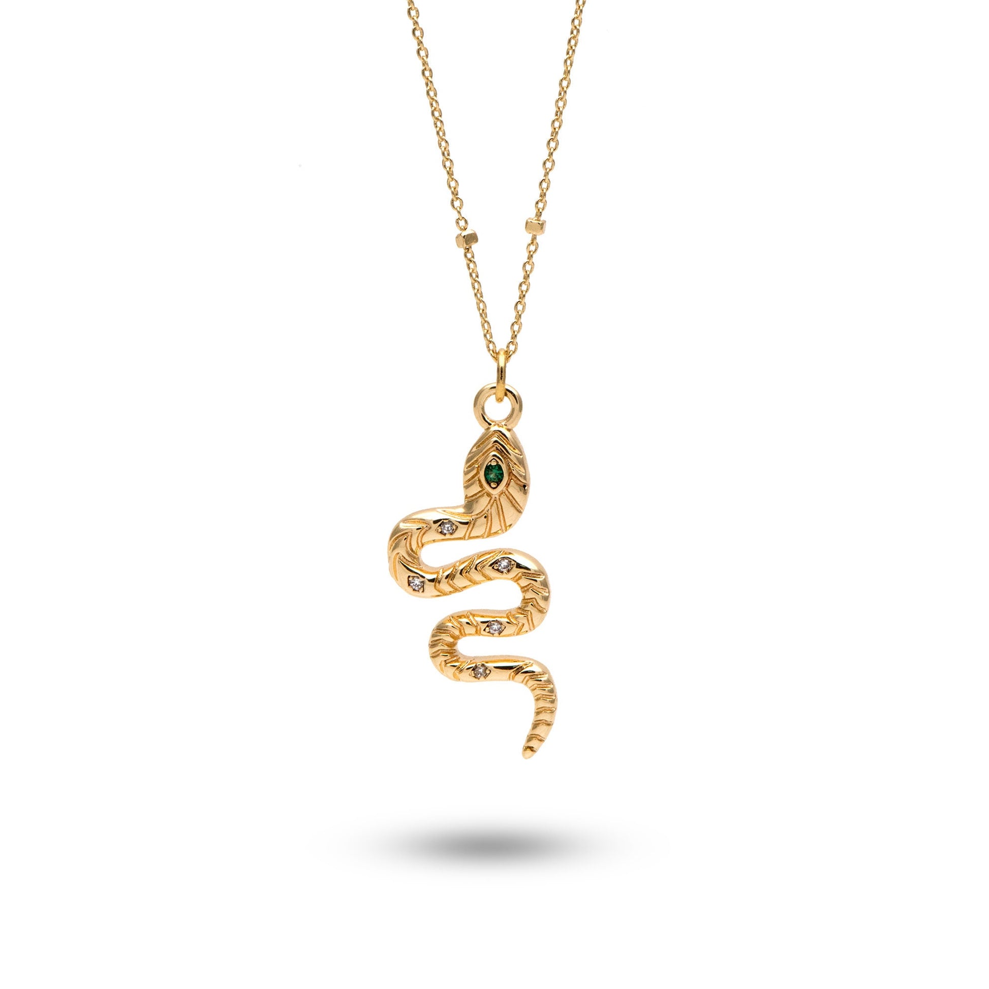4pcs CZ Pave Snake Charm, 18K Gold Plated Brass, Snake Necklace, Snake Jewelry Snake Pendant (GB-2756-I)