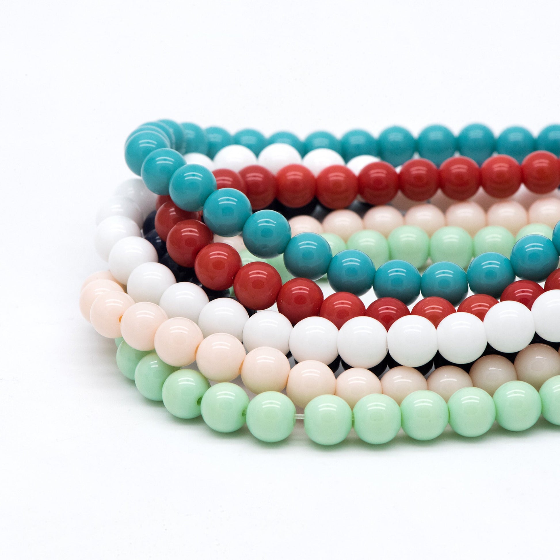 48pcs Smooth Round Glass beads 8mm, Full strand (GM-041)