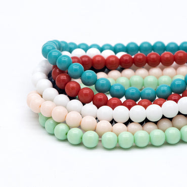 48pcs Smooth Round Glass beads 8mm, Full strand (GM-041)