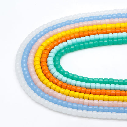 60pcs Smooth Cylinder Rondelle Glass Beads, 8x6mm, Candy Color Crystal Beads (GM-042)