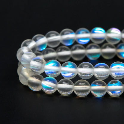 Clear Mystic Mermaid Glass Smooth Round Beads 6mm, 14.5" Strand (TR-013)