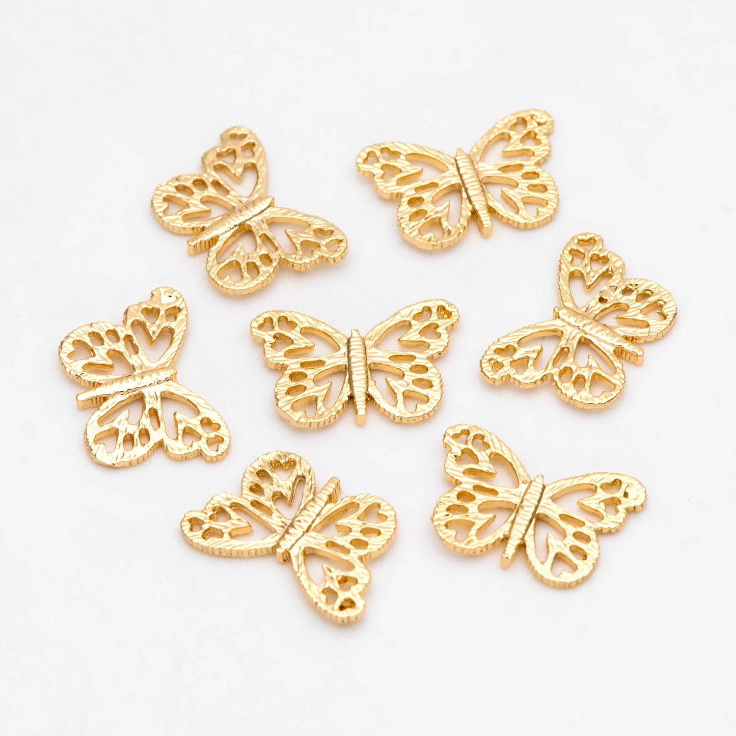 4pcs Gold/ Silver plated Brass Butterfly Charm Pendants 15.5x10mm, Jewelry Findings Wholesale Supplies (GB-3561-P)