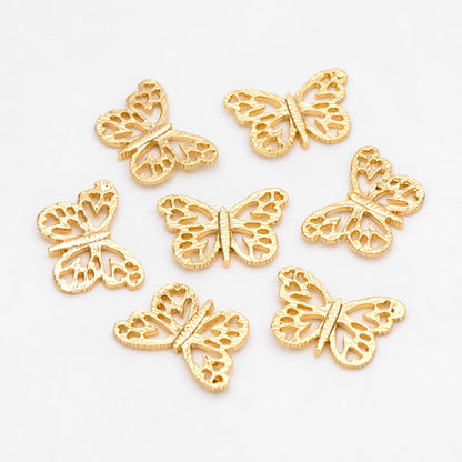 4pcs Gold/ Silver plated Brass Butterfly Charm Pendants 15.5x10mm, Jewelry Findings Wholesale Supplies (GB-3561-P)