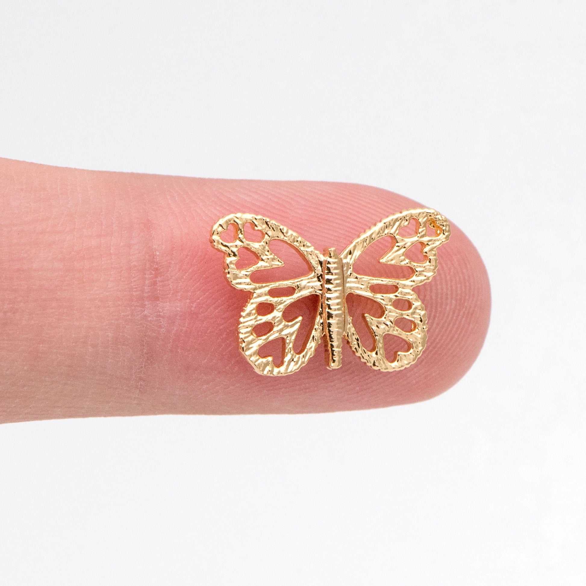 4pcs Gold/ Silver plated Brass Butterfly Charm Pendants 15.5x10mm, Jewelry Findings Wholesale Supplies (GB-3561-P)