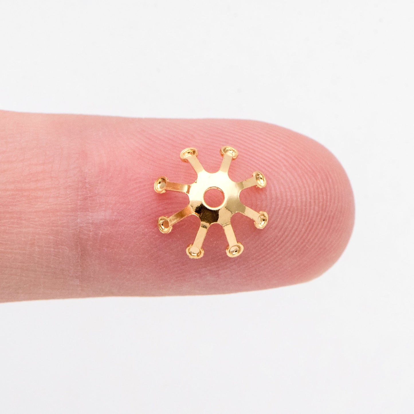 20pcs Flower Bead Caps 10mm, Real Gold/ Rhodium plated Brass, Floral Tassel Caps (GB-3087)