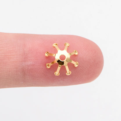 20pcs Flower Bead Caps 10mm, Real Gold/ Rhodium plated Brass, Floral Tassel Caps (GB-3087)