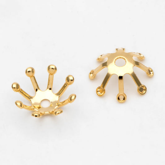 20pcs Flower Bead Caps 10mm, Real Gold/ Rhodium plated Brass, Floral Tassel Caps (GB-3087)