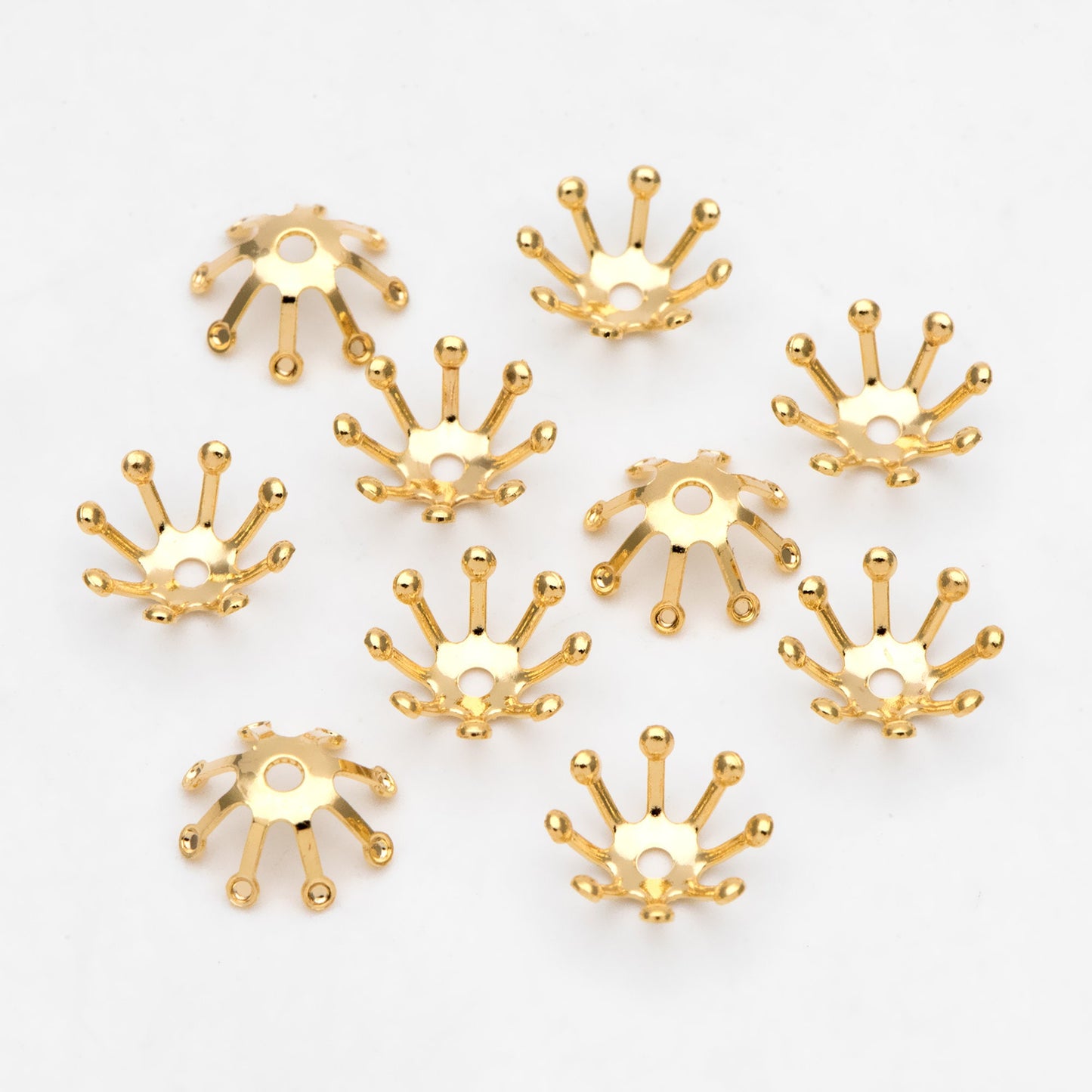 20pcs Flower Bead Caps 10mm, Real Gold/ Rhodium plated Brass, Floral Tassel Caps (GB-3087)