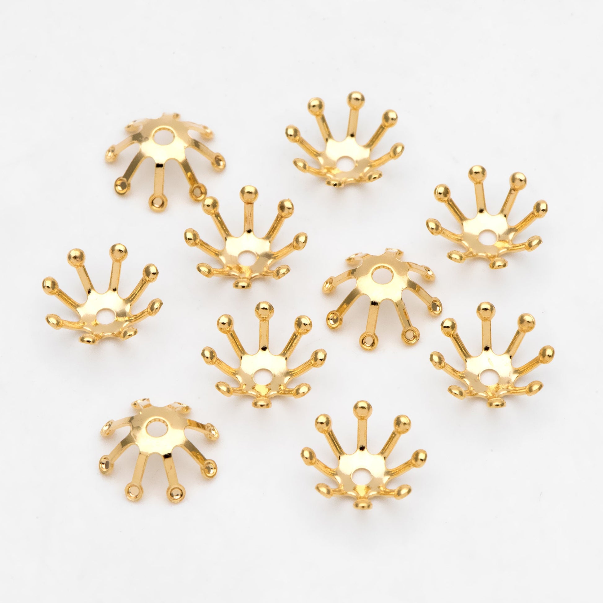 20pcs Flower Bead Caps 10mm, Real Gold/ Rhodium plated Brass, Floral Tassel Caps (GB-3087)