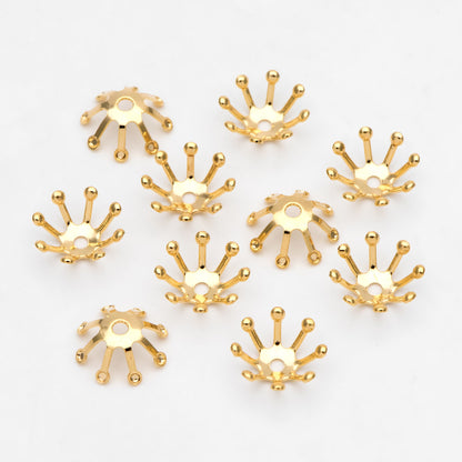 20pcs Flower Bead Caps 10mm, Real Gold/ Rhodium plated Brass, Floral Tassel Caps (GB-3087)