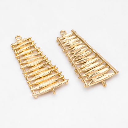 10pcs Ladder Charm Connectors, 18K Gold plated Brass, Trapezoid Geometric Pendants 38mm (GB-3090)