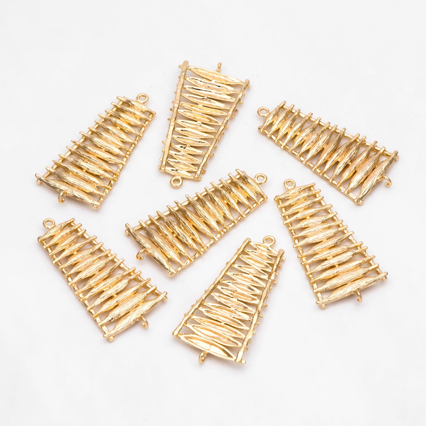 10pcs Ladder Charm Connectors, 18K Gold plated Brass, Trapezoid Geometric Pendants 38mm (GB-3090)