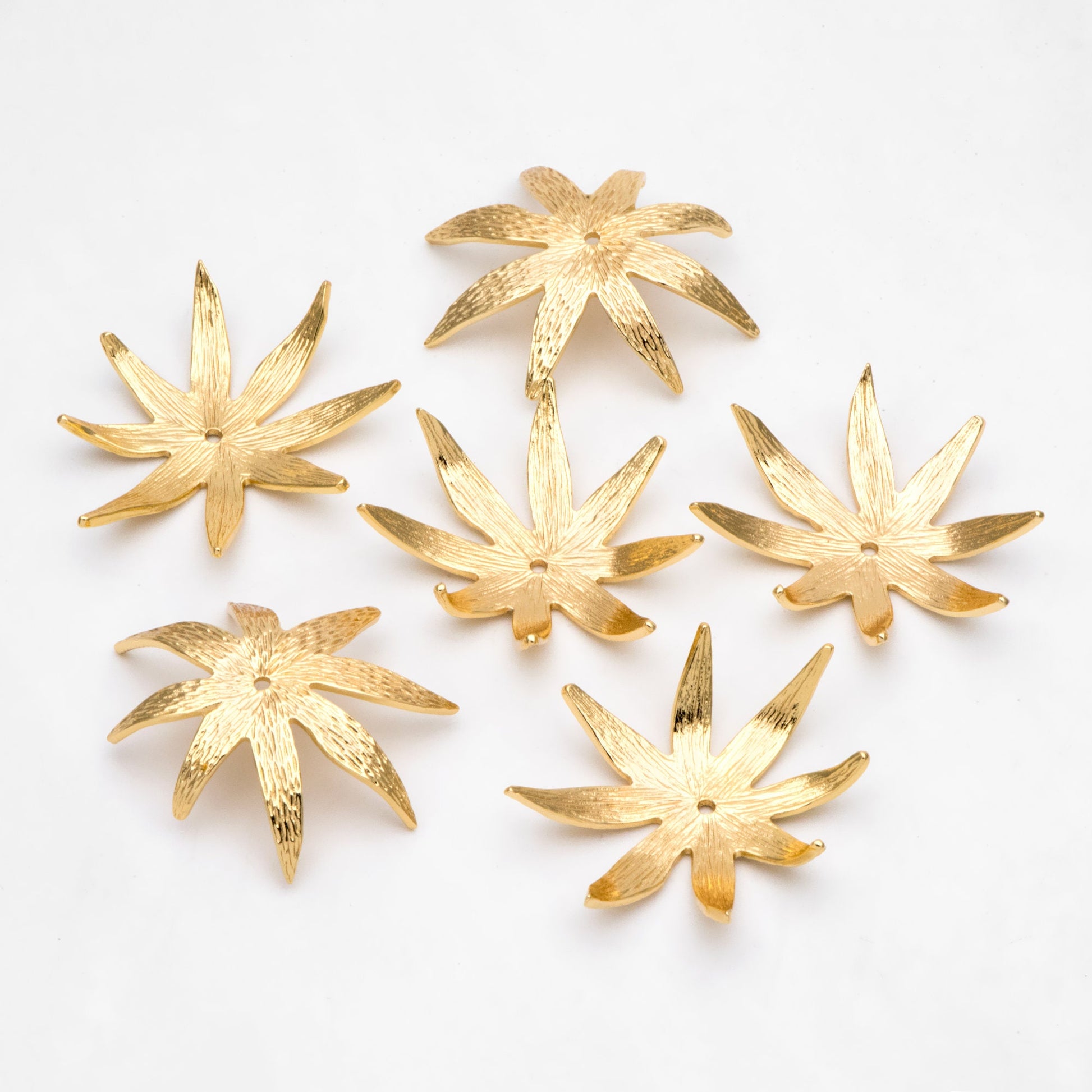 4pcs Large Flower Bead Caps 43x36mm, Real Gold plated Brass Floral Bead Cap, Lead Nickel Free (GB-3095)